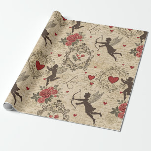 Papel De Presente Cupido Rebuscado do Dia dos Namorados Ornamentado