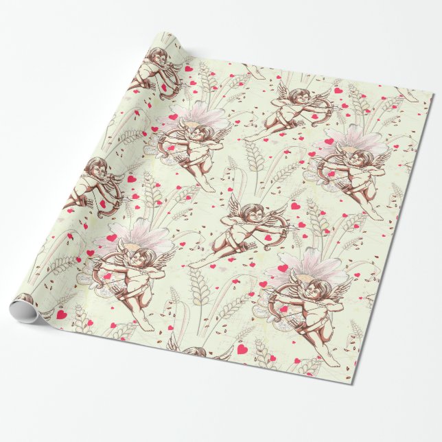 Papel De Presente Cupids Arrow Floral (Desenrolado)
