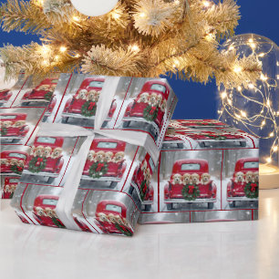 Papel De Presente Cuppies De Ouro De Natal Em Caminhão Vermelho