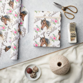 Papel De Presente Cure Horse Elegant White Birday Girl