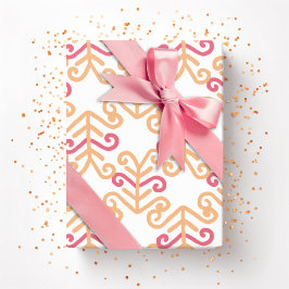 Papel De Presente Curly Frond in Pink and Orange