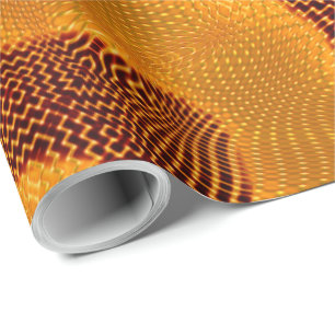 Papel De Presente Curva laranja e pontos de ourados sobre marrom