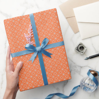 Papel De Presente Curvas entrelaçadas em laranja
