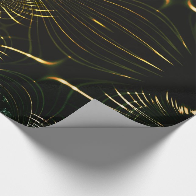 Papel De Presente Curvas verdes pontiagudas de ouro brilhante (Ponta)