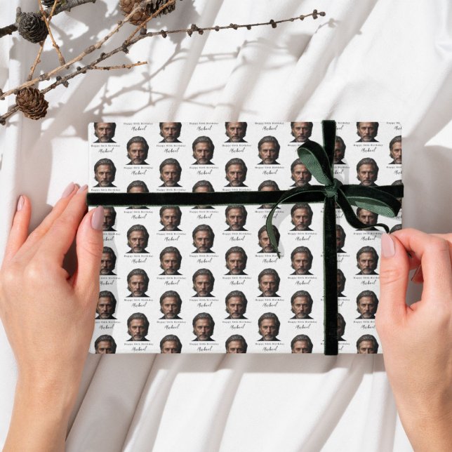 Papel De Presente Custom 60th Birthday Photo Wrapping Paper forAdult (Criador carregado)