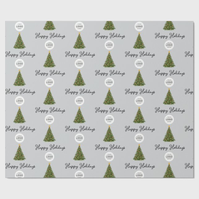 Papel De Presente Custom Business Logo Happy Holidays (Aberto)