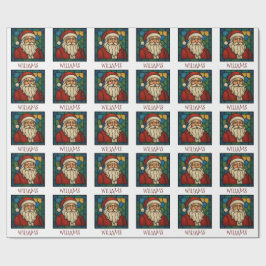 Papel De Presente Custom Christmas Santa Art Deco Stained Glass