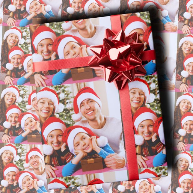 Papel De Presente Custom Holiday Photo Collage (Criador carregado)