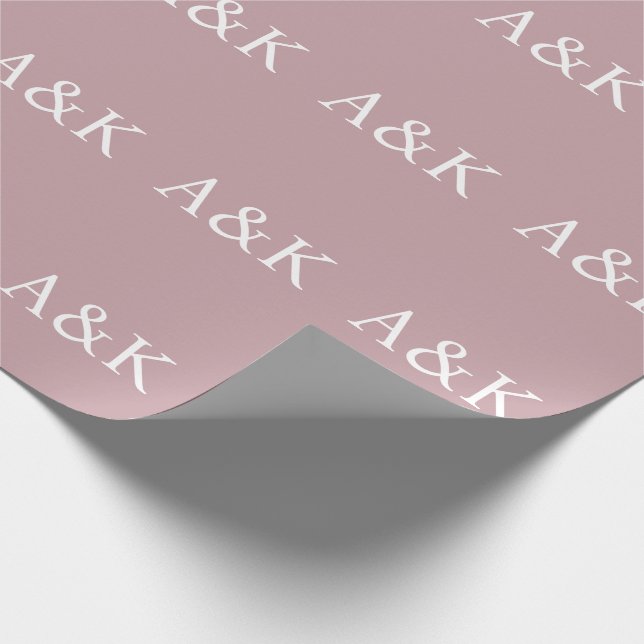 Papel De Presente Custom Initials on Dusty Rose Mauve Wedding (Ponta)