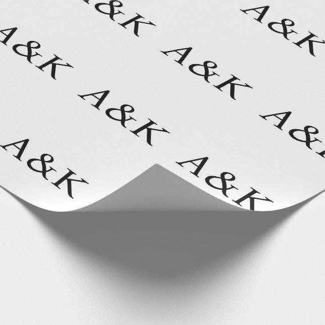 Papel De Presente Custom Initials on White Wedding Gift (Ponta)