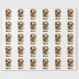Papel De Presente Custom Name Golden Retriever Dog Portrait Funny