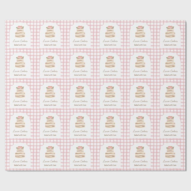 Papel De Presente Custom Name Wedding Cake Business Sticker (Aberto)