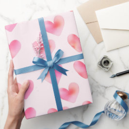 Papel De Presente Custom Names Romantic Pink Love Design - 