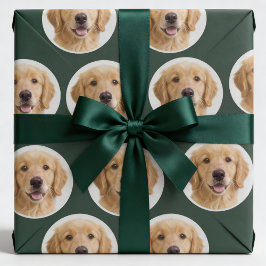 Papel De Presente Custom Pet Photo | Personalized Forest Green Gift 