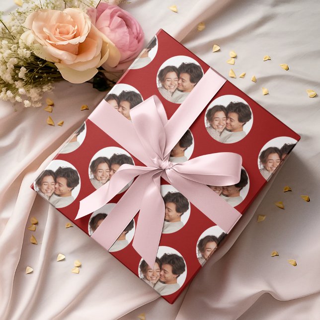 Papel De Presente Custom Photos Valentine's Day Wrapping Paper  (Criador carregado)