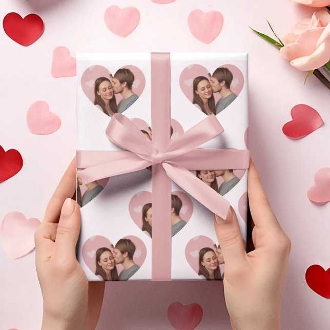 Papel De Presente Custom Photos Valentine's Day Wrapping Paper  (Criador carregado)