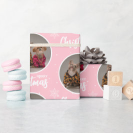 Papel De Presente Custom Pink Merry Christmas One Circle Photo