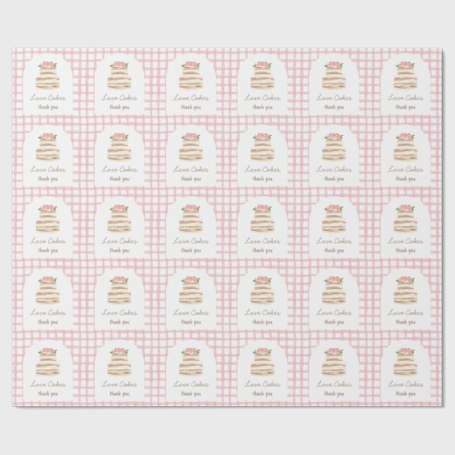 Papel De Presente Custom Thank you Wedding Cake Business Sticker (Aberto)