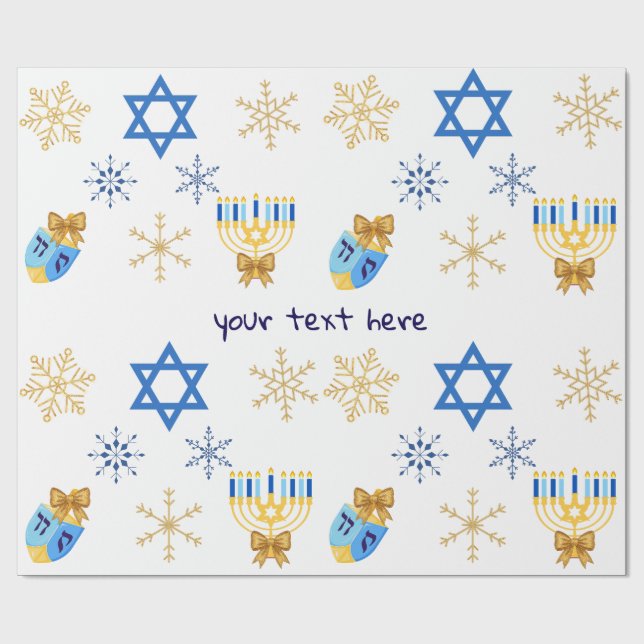 Papel De Presente Customisable Hanukkah winter Wrapping Paper (Aberto)