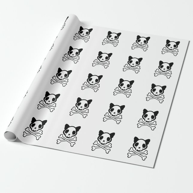 Papel De Presente Customizable Cat Skull and Crossbones (Desenrolado)