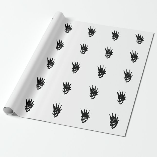 Papel De Presente Customizable Punk Skull Version 2 (Desenrolado)