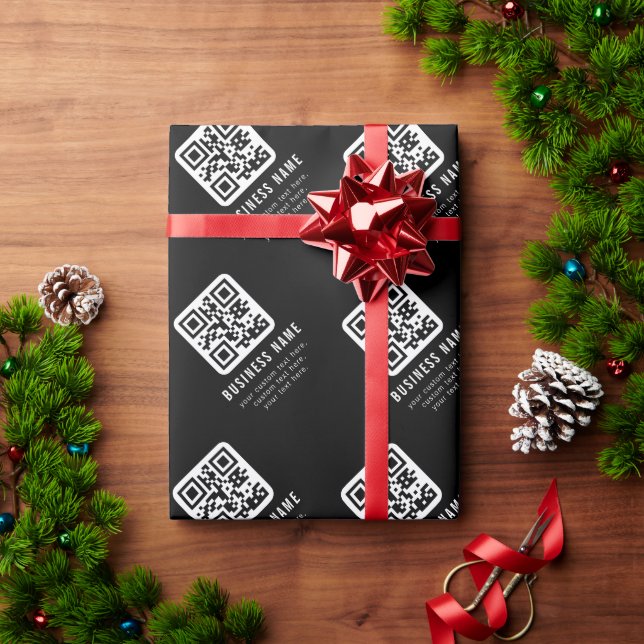 Papel De Presente Customizable QR Code & Editable Text Design (Presente de Natal)
