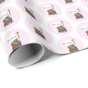 Papel De Presente Customizável, a arca de Noah do baptismo do bebé