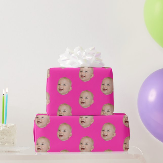 Papel De Presente Customized Face 1st 10th 20th 30th Birthday Party (Presentes para festas)