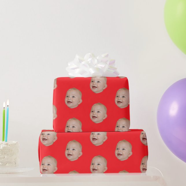 Papel De Presente Customized Face 1st 10th 20th 30th Birthday Party (Presentes para festas)