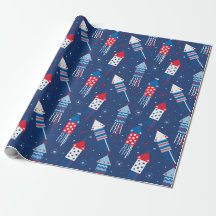 Cute 4 de julho Fireworks vermelho branco azul
