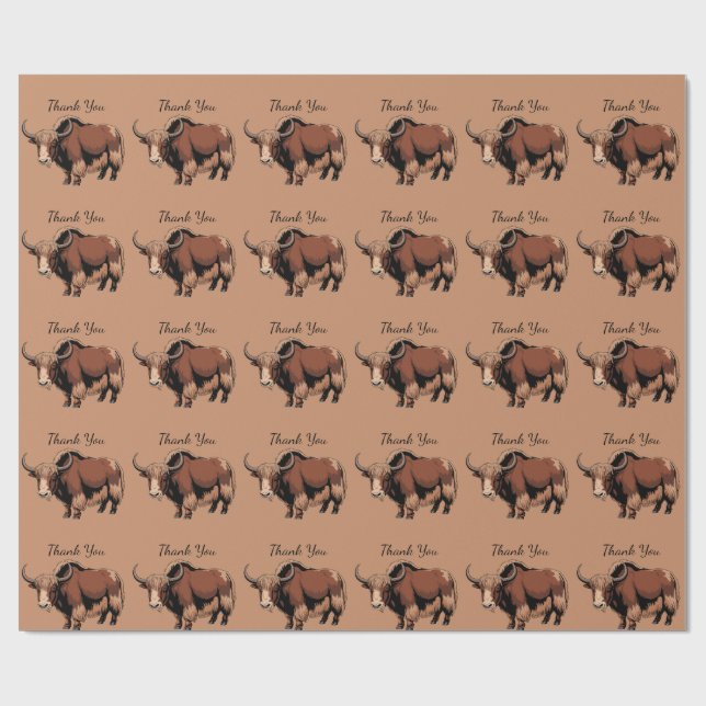 Papel De Presente Cute & adorable brown Yak (Aberto)
