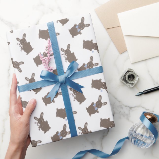 Papel De Presente Cute animal Easter bunny with flowers baby boy (Presentear)