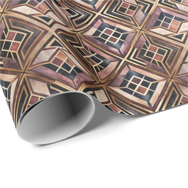 Papel De Presente Cute Art Deco tiled pattern Wrapping Paper  (Ponta do rolo)