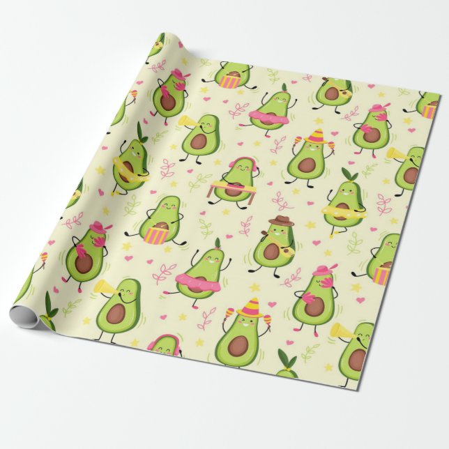 Papel De Presente Cute Avocado Pattern  (Desenrolado)