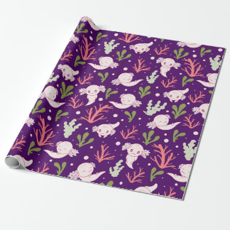 Papel De Presente Cute Axolotl Kawaii Adorável Submarino