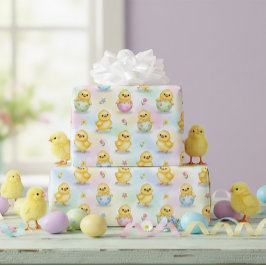 Papel De Presente Cute Baby Chick Watercolor Easter Wrapping Paper