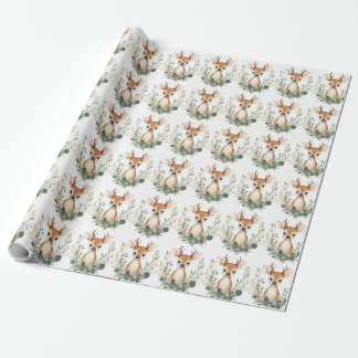 Papel De Presente Cute Baby Deer Woodland Wrapping Paper