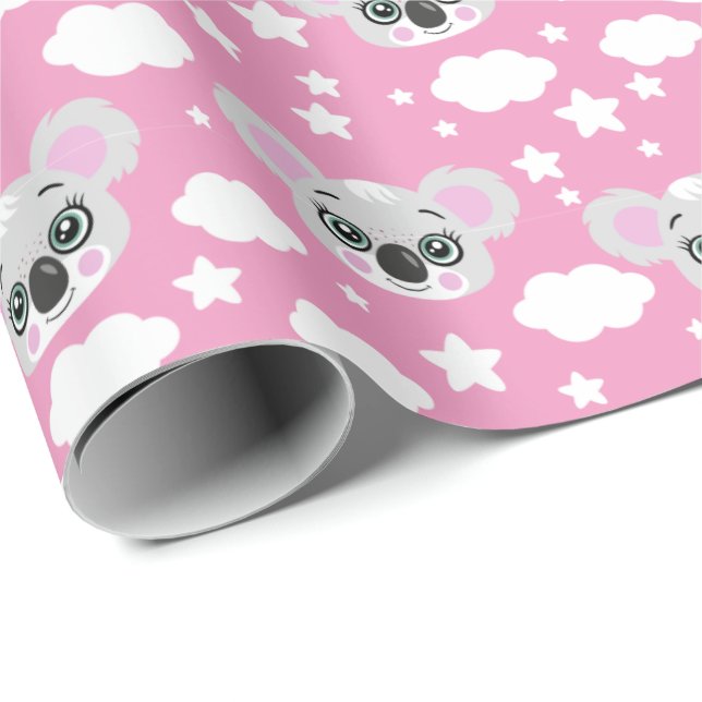 Papel De Presente Cute baby girl face koala (Ponta do rolo)