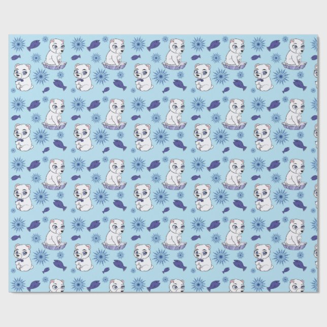 Papel De Presente Cute Baby Polar Bears Pattern Wrapping Paper (Aberto)