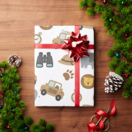 Papel De Presente Cute Baby Safari Animals Pattern Wrapping Paper