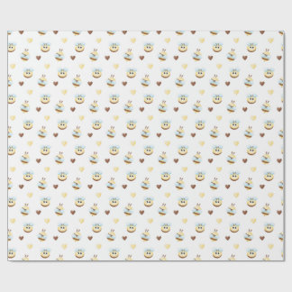Papel De Presente Cute Bees & Hearts Gift Wrapping Paper