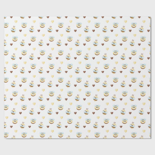 Papel De Presente Cute Bees & Hearts Gift Wrapping Paper (Aberto)
