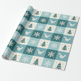 Papel De Presente Cute Birds & Snowflakes Christmas Winter Pattern