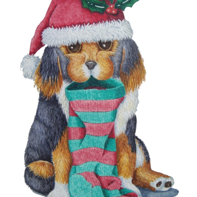 Papel De Presente cute black and brown christmas puppy dog (Criador carregado)