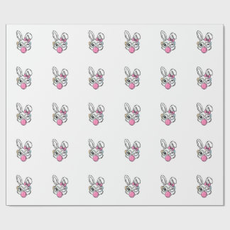 Papel De Presente Cute Bunny Face Bubblegum Glasses Pink Coquette Bo