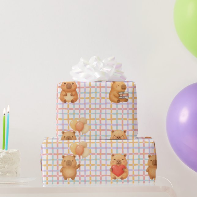 Papel De Presente Cute Capybara Baby Shower (Presentes para festas)