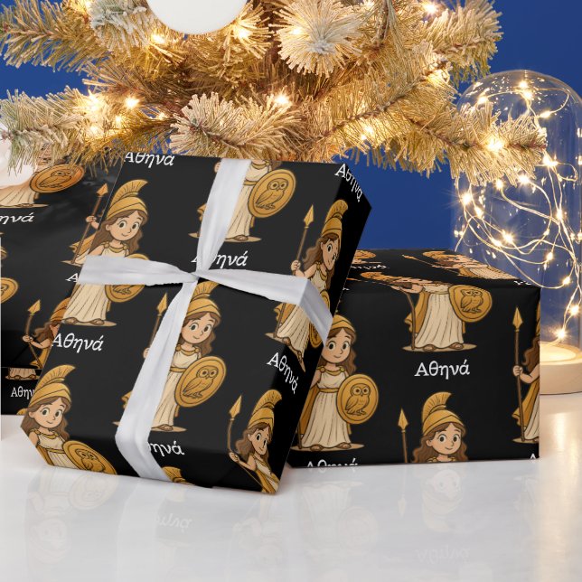 Papel De Presente Cute Cartoon Athena – Greek Goddess Custom (Feriados)