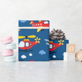 Papel De Presente Cute Cartoon Vehicles Pattern