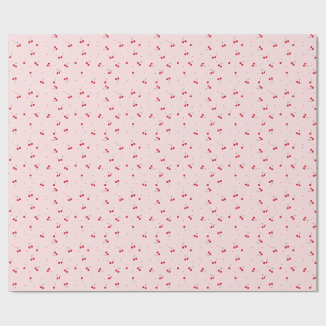 Papel De Presente Cute Cherry Pattern | Pink Aesthetic Seamless (Aberto)