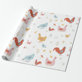Papel De Presente Cute Chickens Hens and Baby Chicks